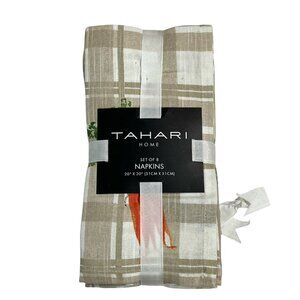 Tahari‎ Napkin Set Brown Plaid Easter Dinner Carrots Spring Classic Set Of 8